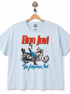 Bon Jovi The American Tour Short Sleeve Tee - Light Blue